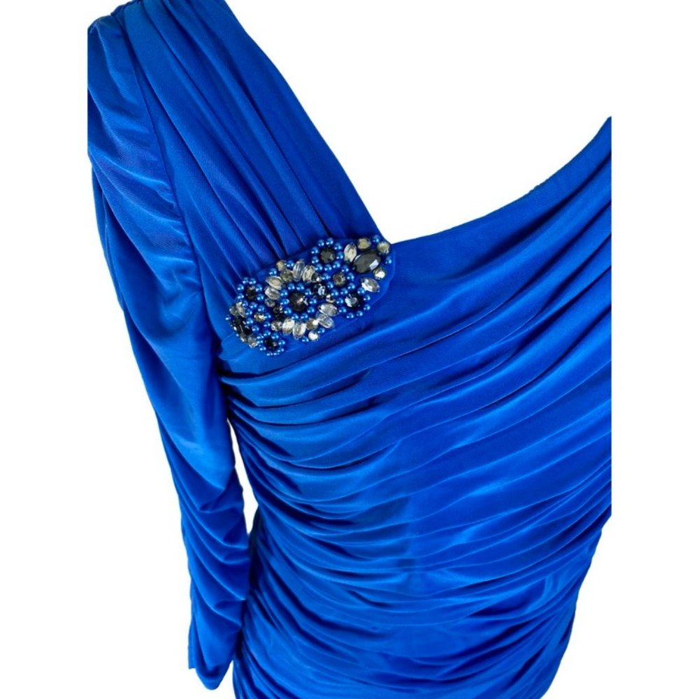 Adrianna Papell Blue Top With Sparkling Brooch NWT - Picture 4 of 7